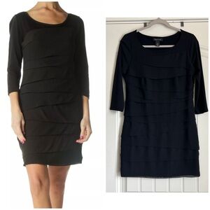 WHBM 3/4 Sleeve Women’ Black Ruffle Bodycon Dress SZ M